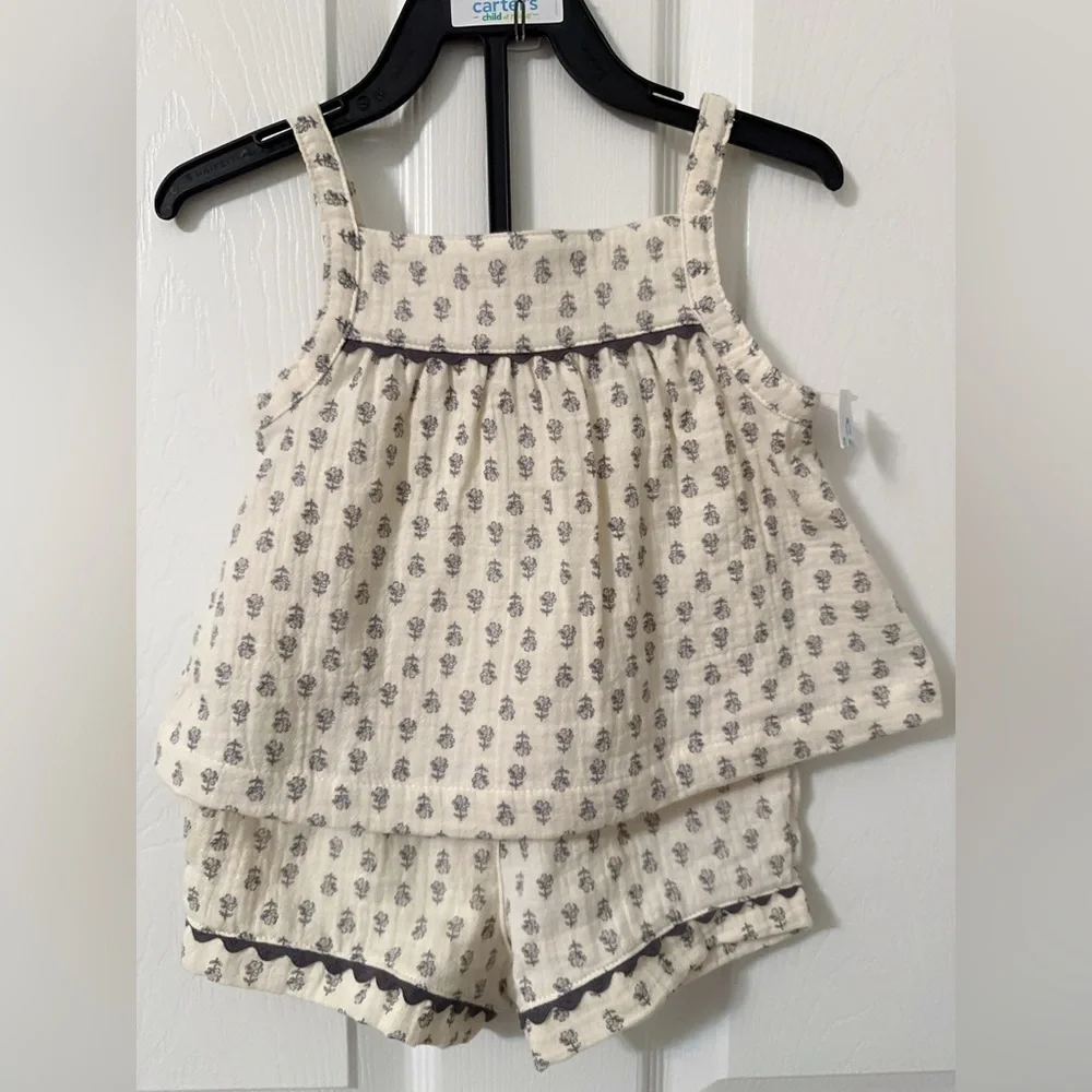 Carter’s Adorable Cream and Grey Floral Print Set 2 Piece